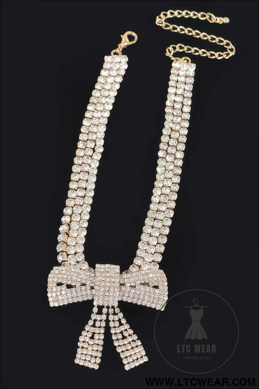 Rhinestone Ribbon Choker
