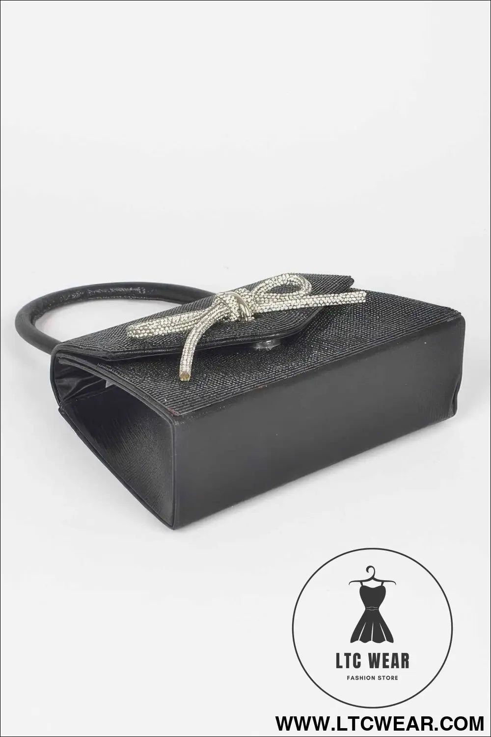 Rhinestone Ribbon Top Handle Bag