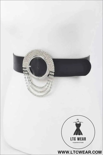 Rhinestone Round Buckle Plus Size Belt