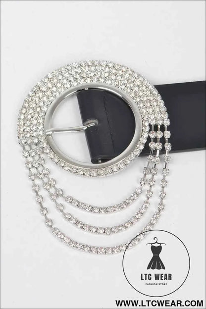 Rhinestone Round Buckle Plus Size Belt