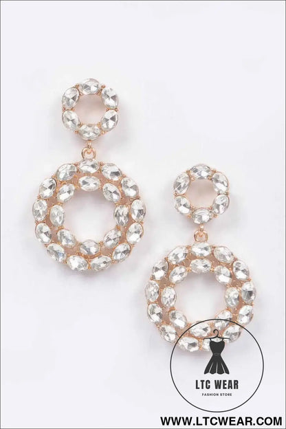 Rhinestone Round Daggle Earring