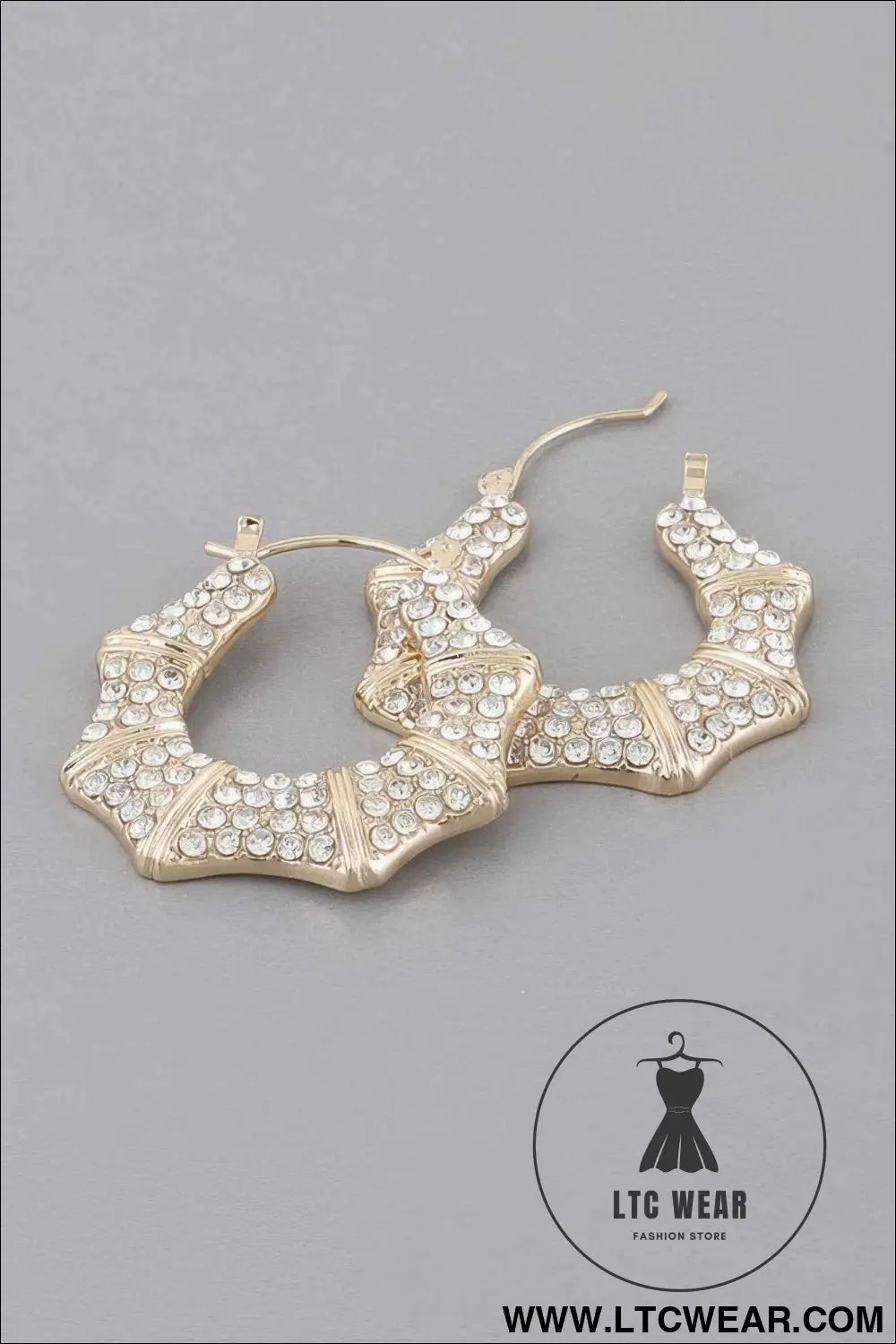Rhinestone Shoehorn Hoop Earrings