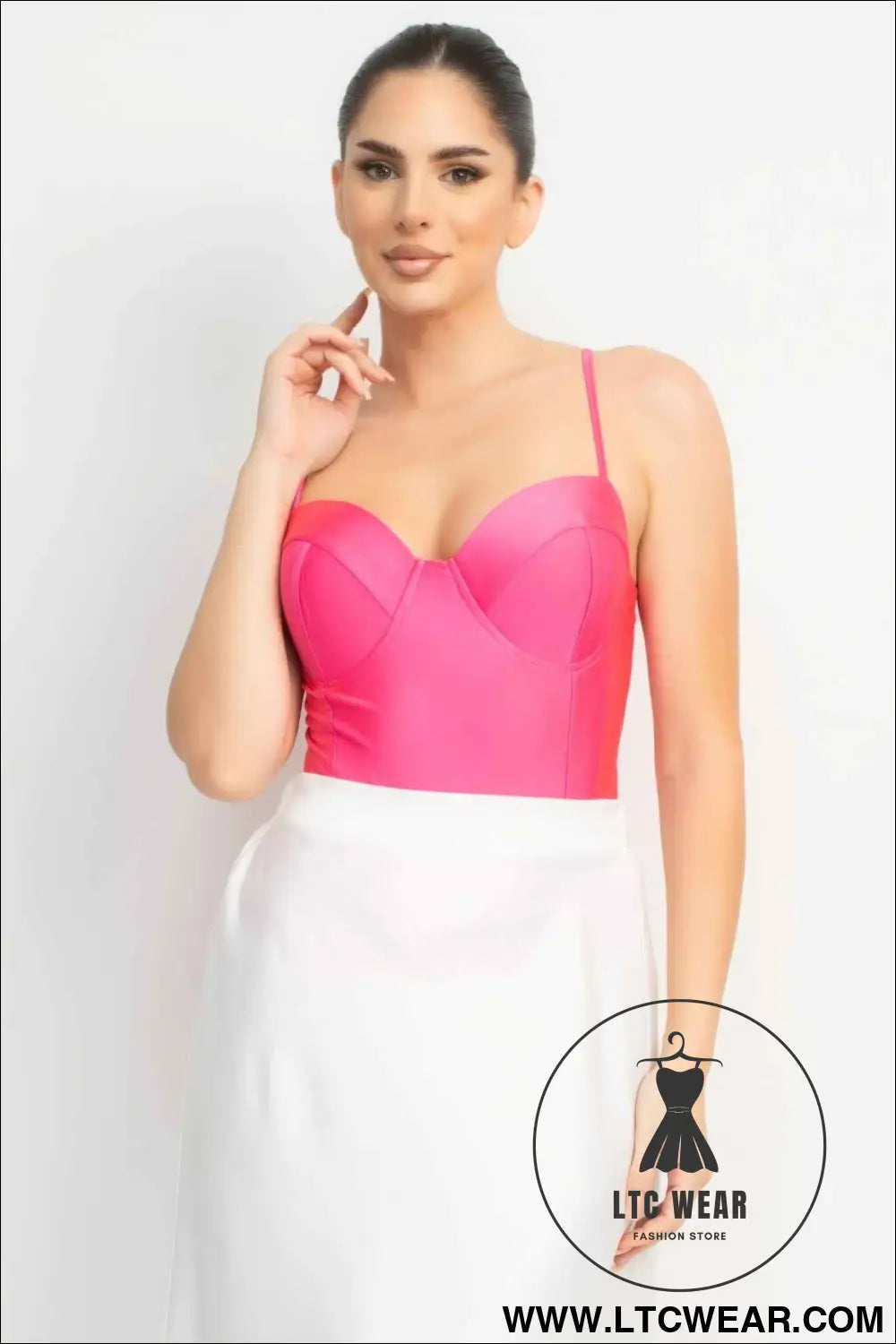 Rhinestone Strap Sweetheart Bodysuit