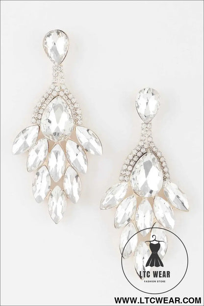 Rhinestone Teardrop Flare Earrings