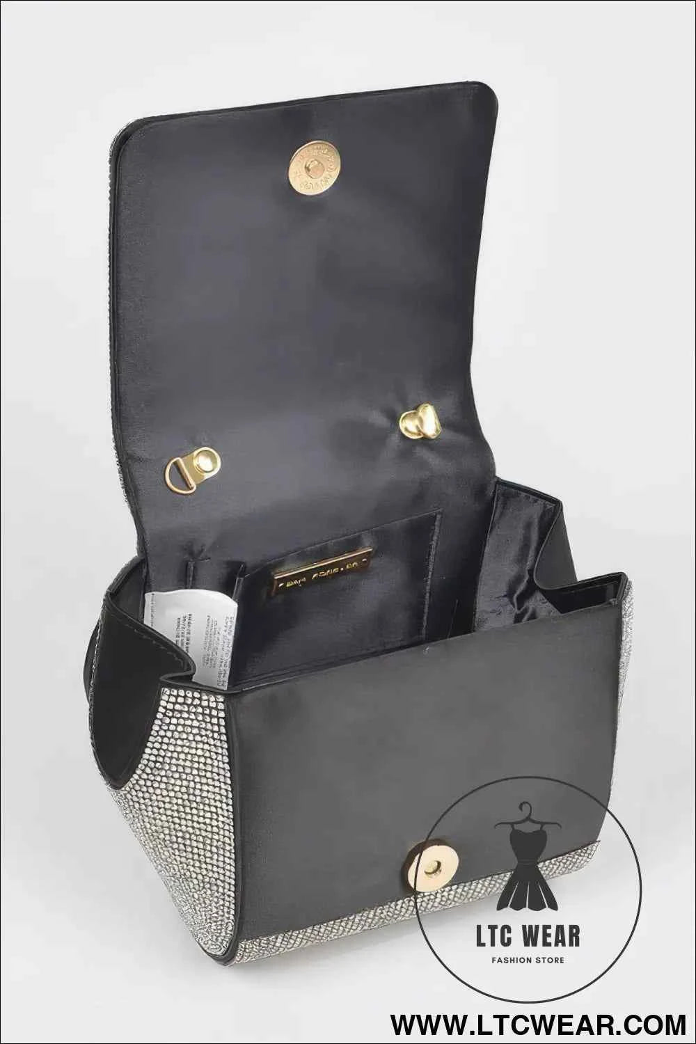 Rhinestone Wrist Band Flap Clutch
