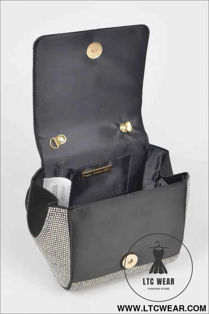 Rhinestone Wrist Band Flap Clutch