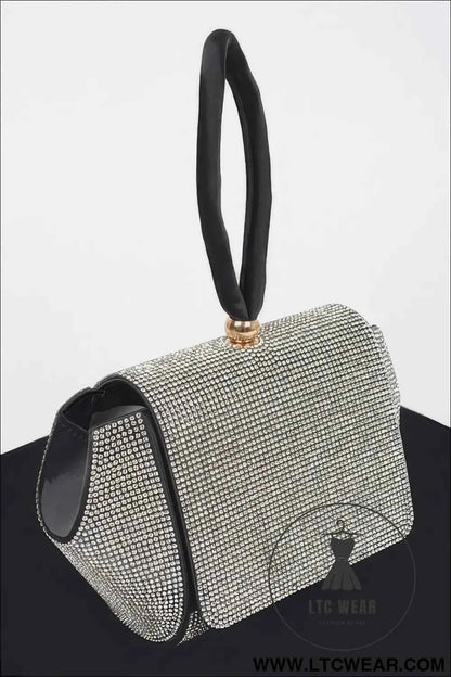 Rhinestone Wrist Band Flap Clutch
