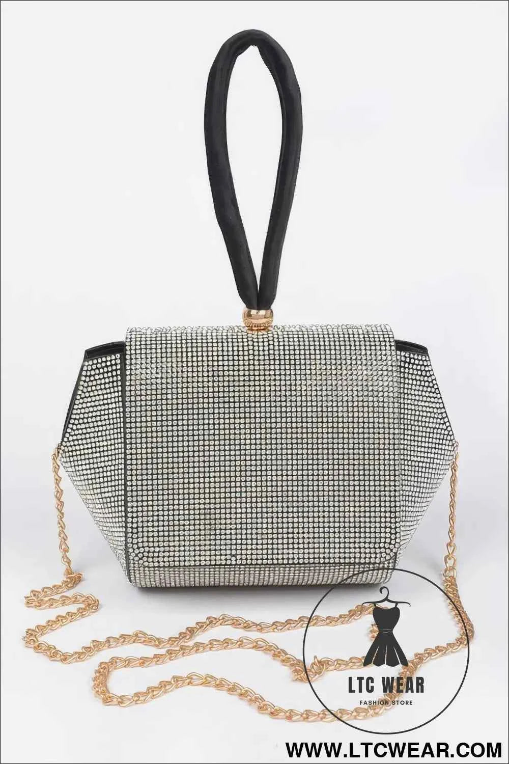 Rhinestone Wrist Band Flap Clutch