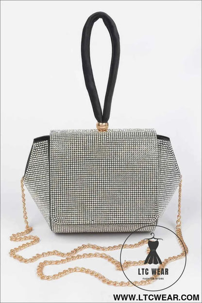 Rhinestone Wrist Band Flap Clutch