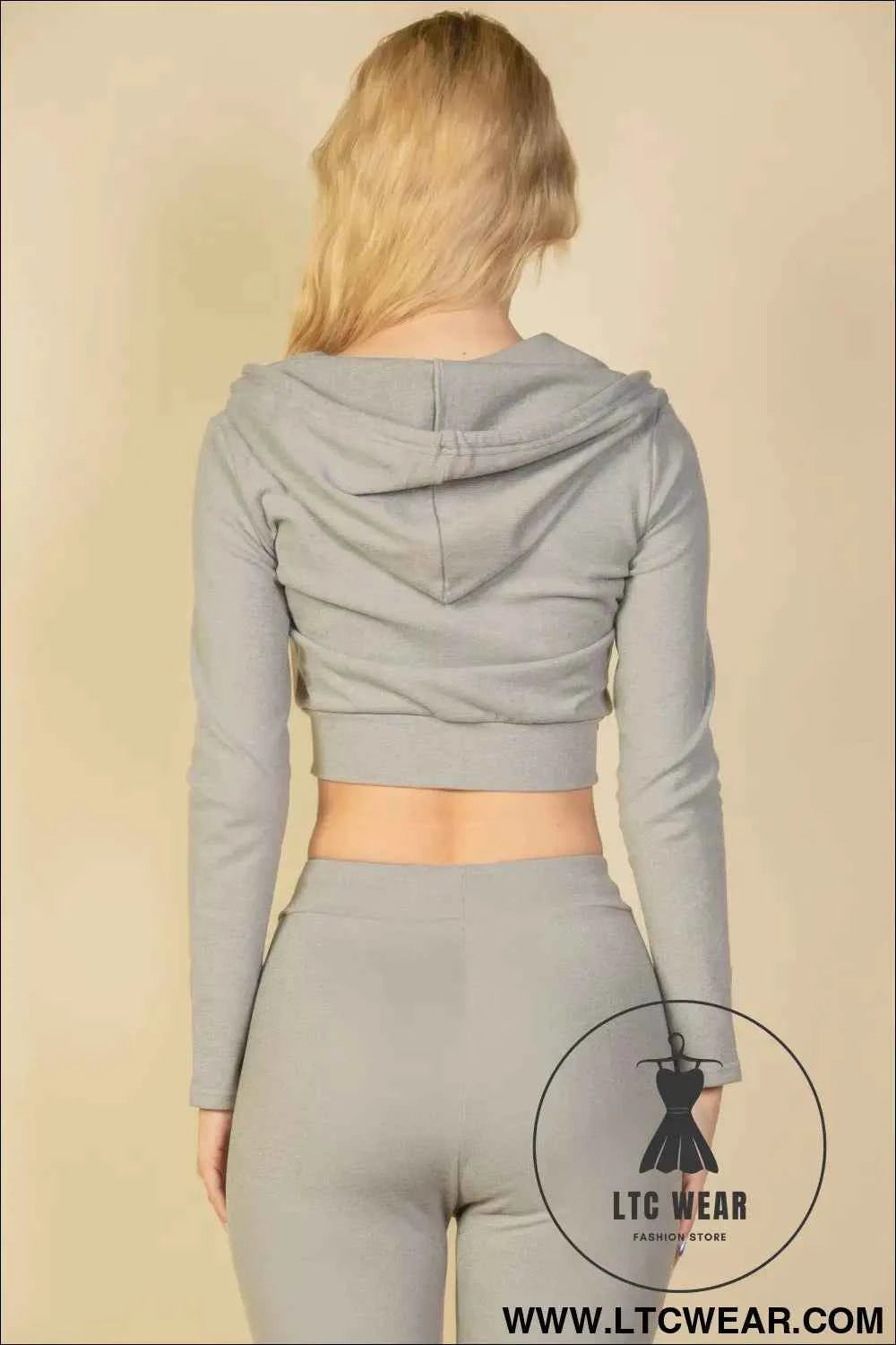 Ribbed Crop Zip Hoodie