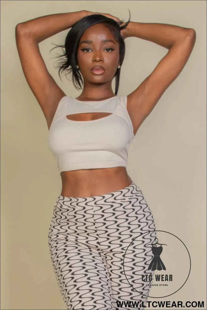 Ribbed Cut Out Front Crop Top