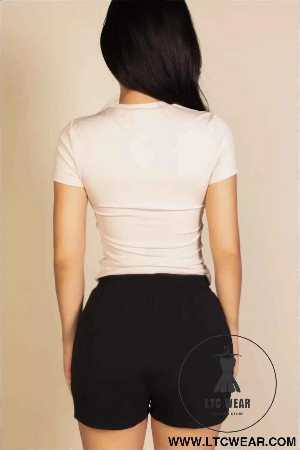 Ribbed Round Neck Short Sleeve Top