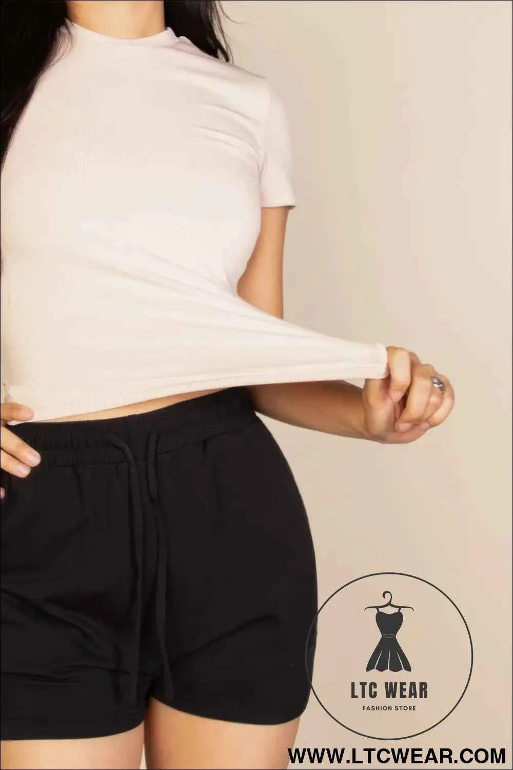 Ribbed Round Neck Short Sleeve Top