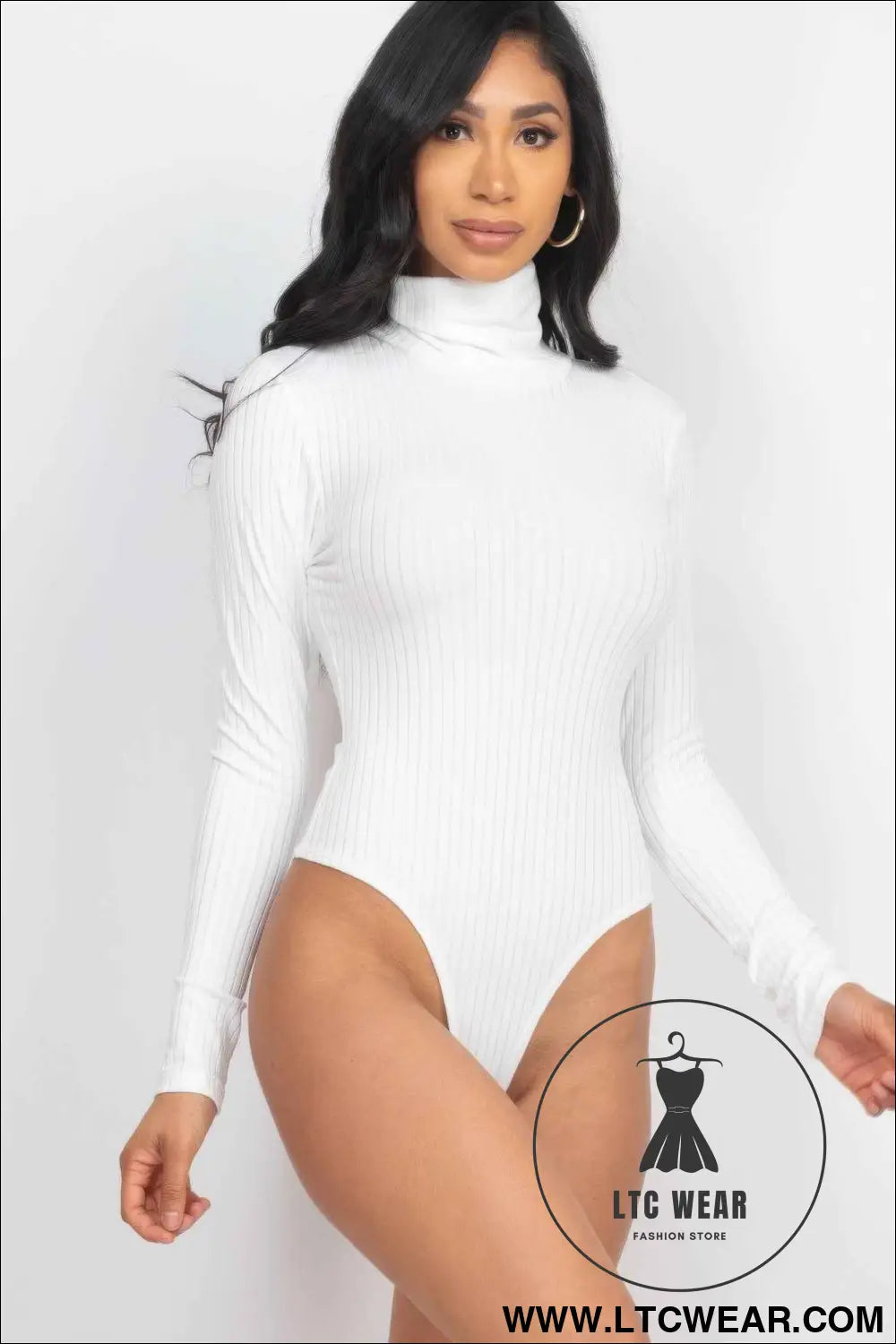 Ribbed Turtle Neck Long Sleeve Bodysuit