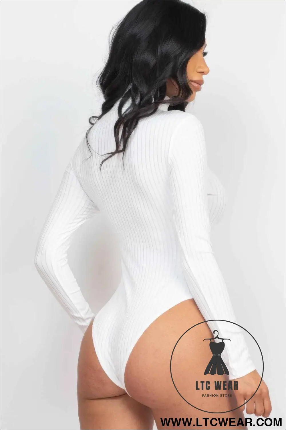 Ribbed Turtle Neck Long Sleeve Bodysuit