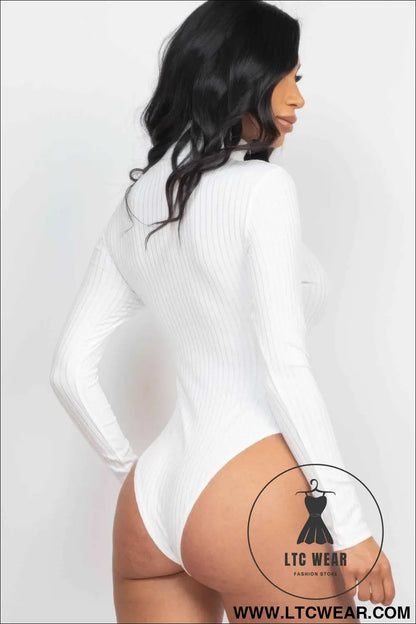 Ribbed Turtle Neck Long Sleeve Bodysuit