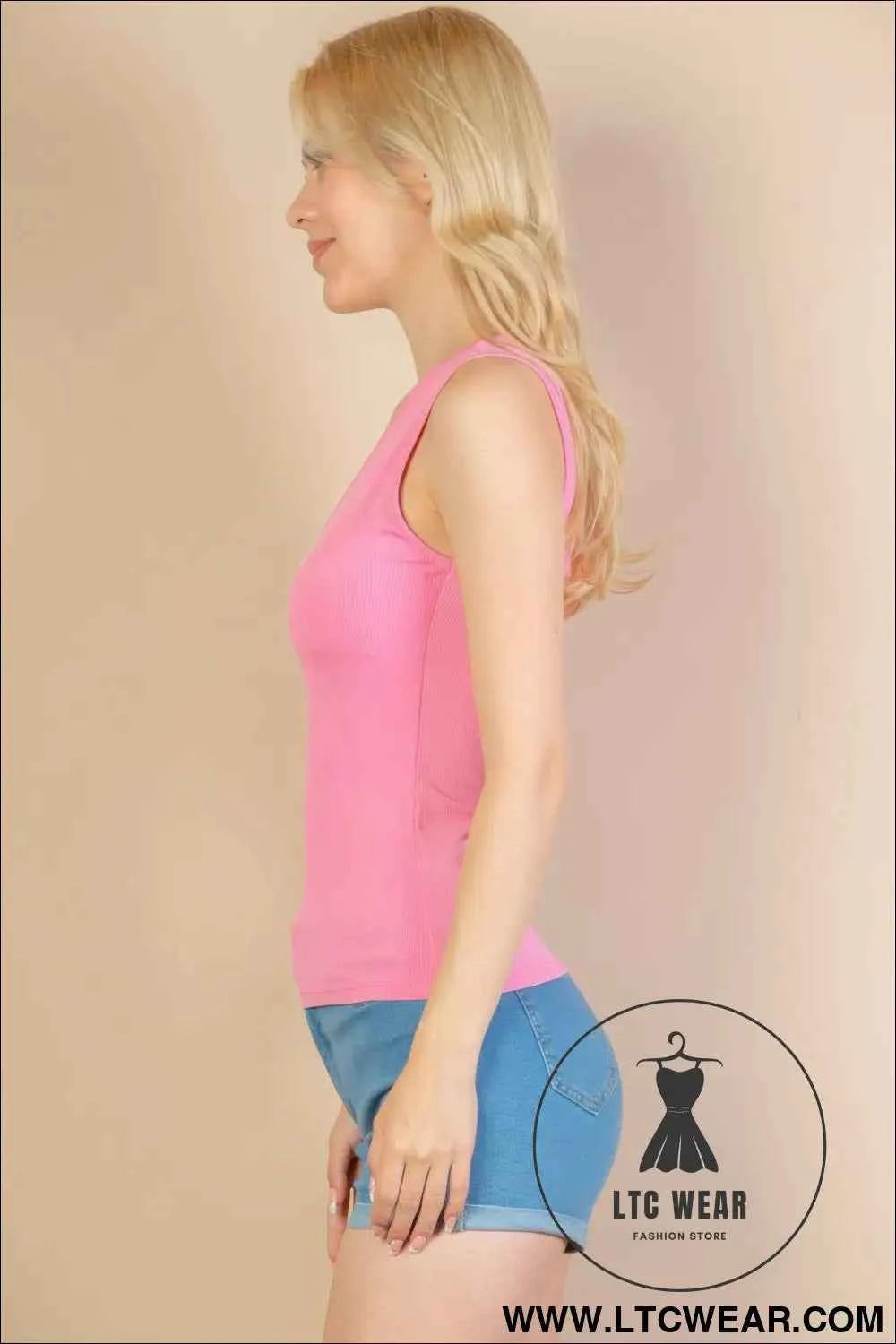 Ribbed V-neck Sleeveless Top