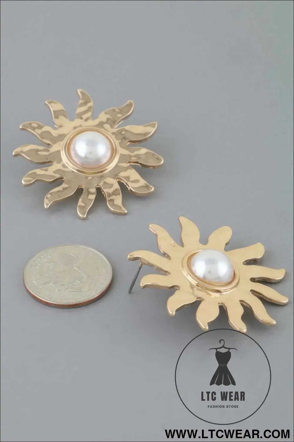 Rising Sun Pearl Stud Earrings