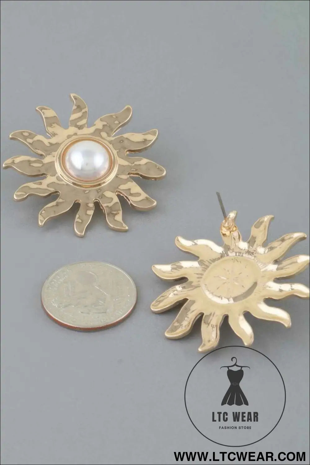 Rising Sun Pearl Stud Earrings