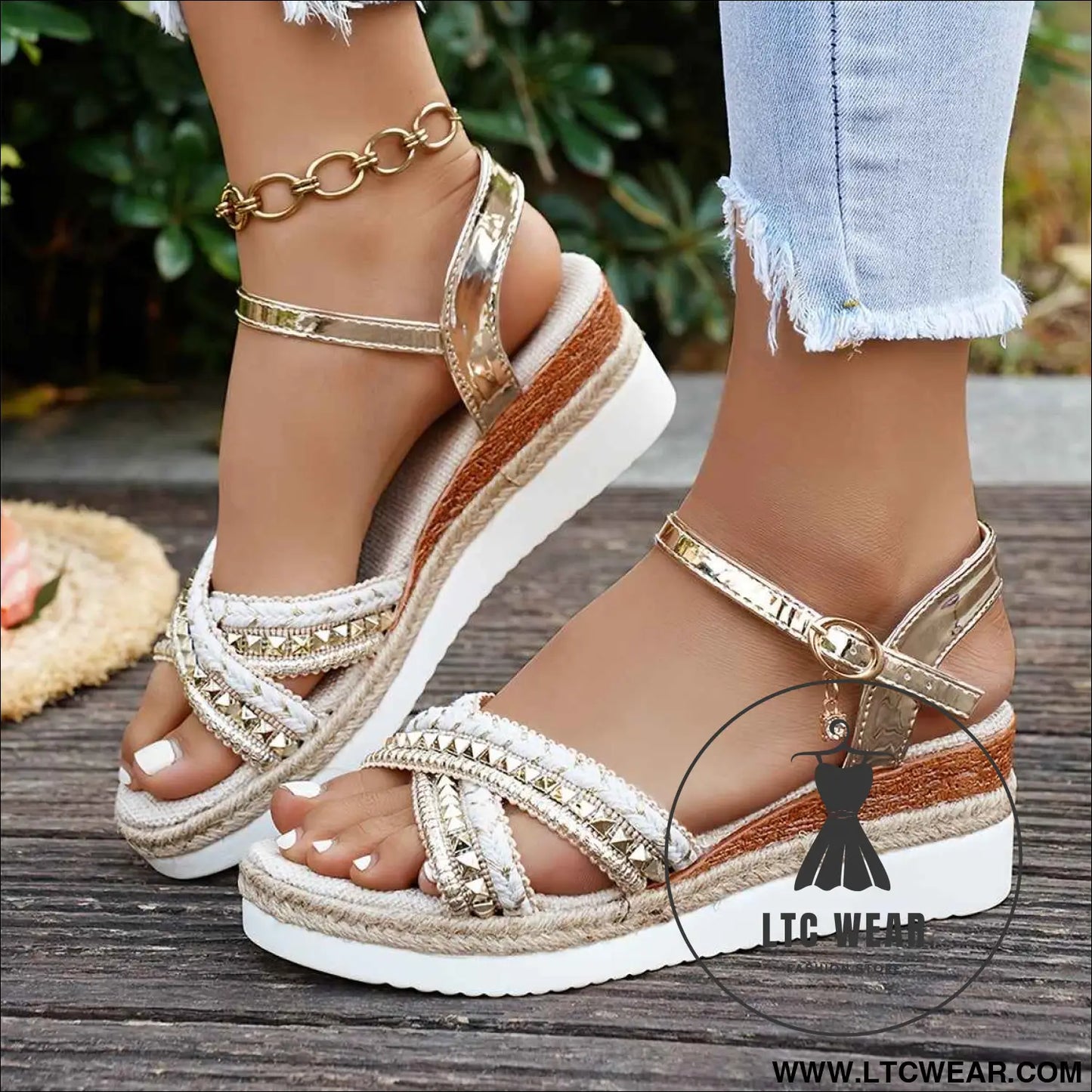 Roman Retro Rhinestone Wedge Sandals Summer AllMatch Essential