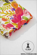 Rose Bright Floral Print Ricrac Trim Striped Patchwork V Neck Dress