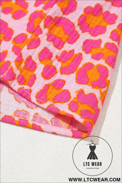 Rose leopard print button-up crinkle shirt - 15%