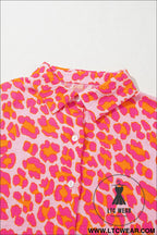 Rose leopard print button-up crinkle shirt - 15%