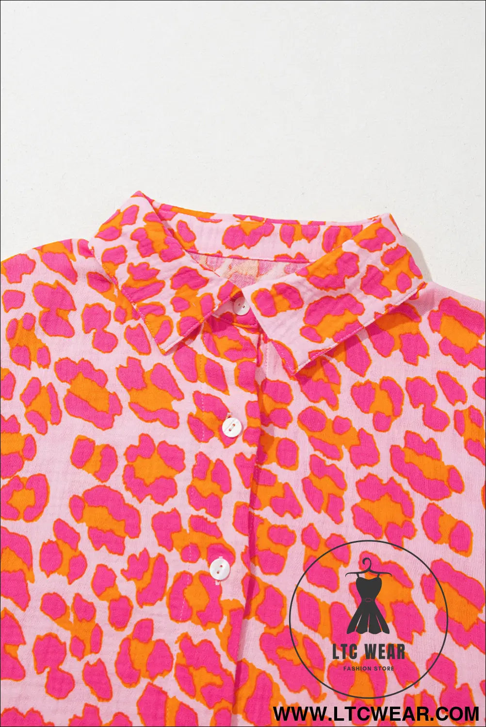 Rose leopard print button-up crinkle shirt - 15%