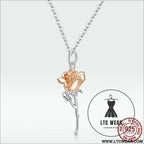 Rose necklace pendant s925 pure silver flower accessory - bsn190 / sterling silver 925