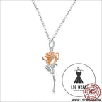 Rose necklace pendant s925 pure silver flower accessory - bsn190 / sterling silver 925