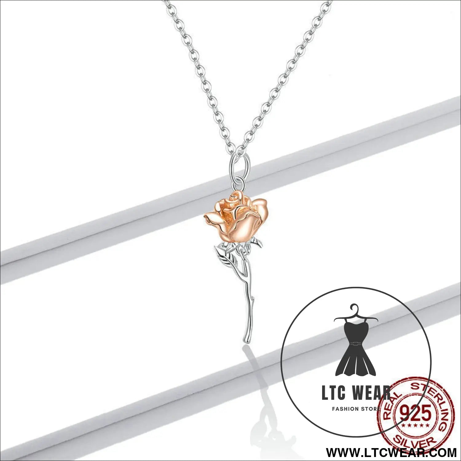 Rose necklace pendant s925 pure silver flower accessory - bsn190 / sterling silver 925