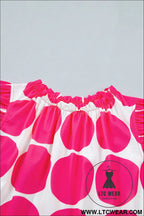 Rose polka dot print frilled round neck shift tank top - tank tops