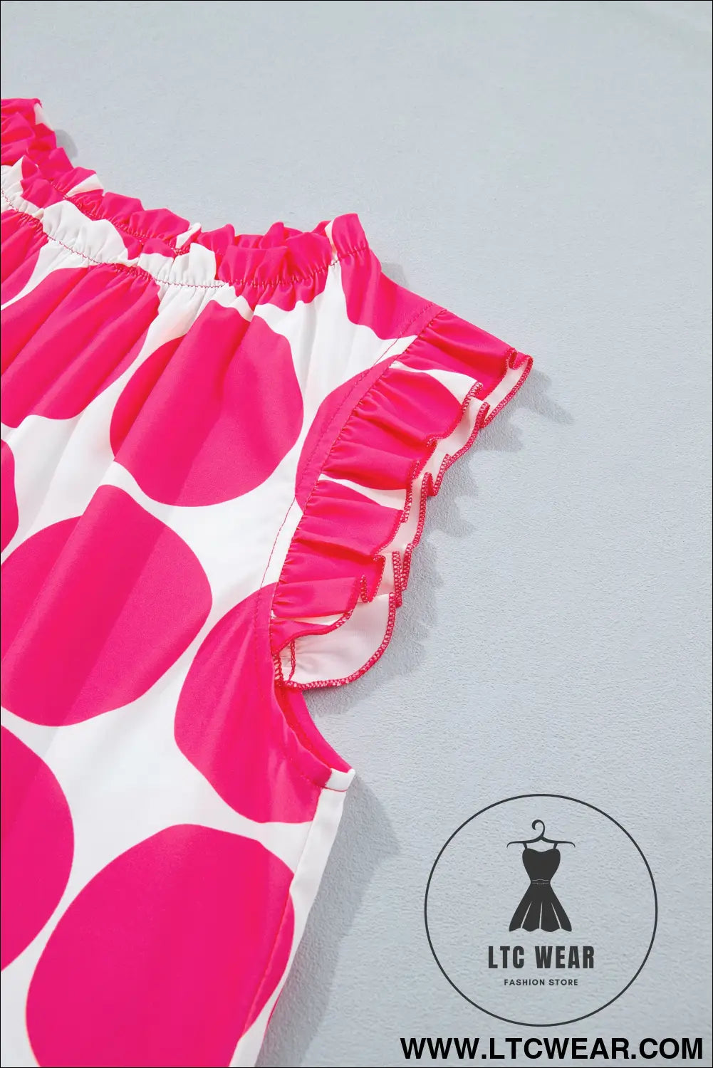 Rose polka dot print frilled round neck shift tank top - tank tops