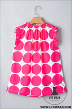 Rose polka dot print frilled round neck shift tank top - tank tops