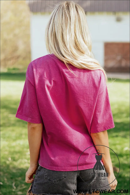 Rose red america 1776 graphic mineral wash cotton tee - 30%
