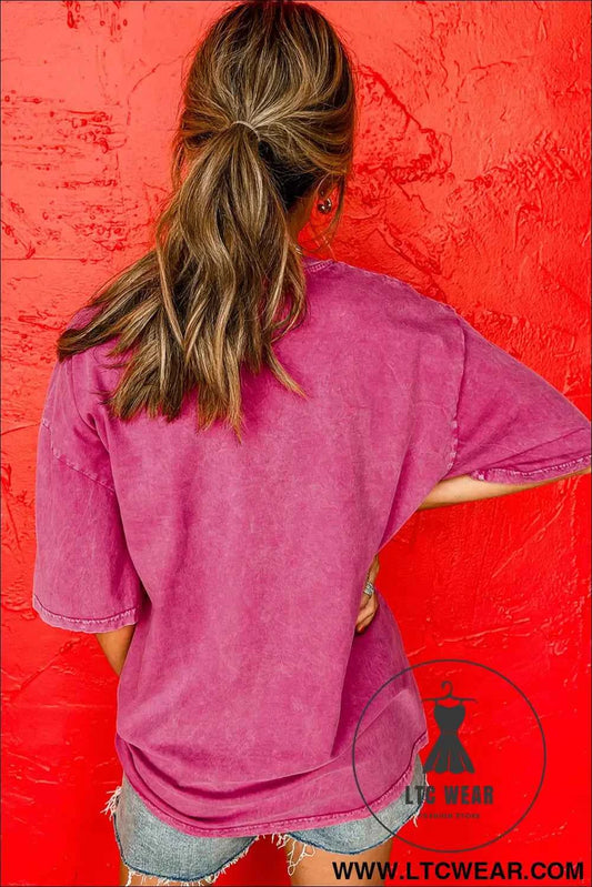 Rose Red AMERICA 1776 Graphic Mineral Wash Cotton Tee