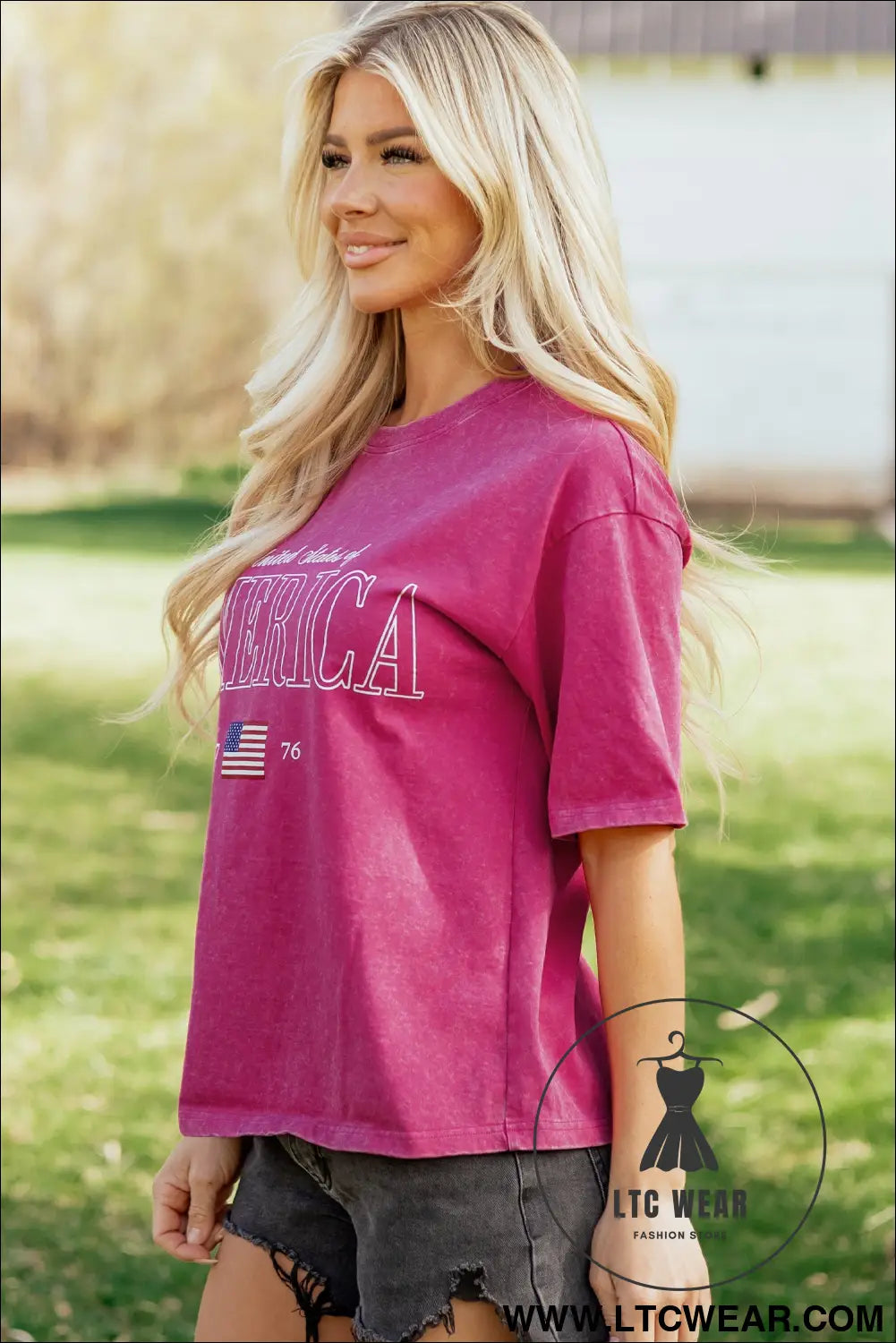 Rose red america 1776 graphic mineral wash cotton tee - 30%