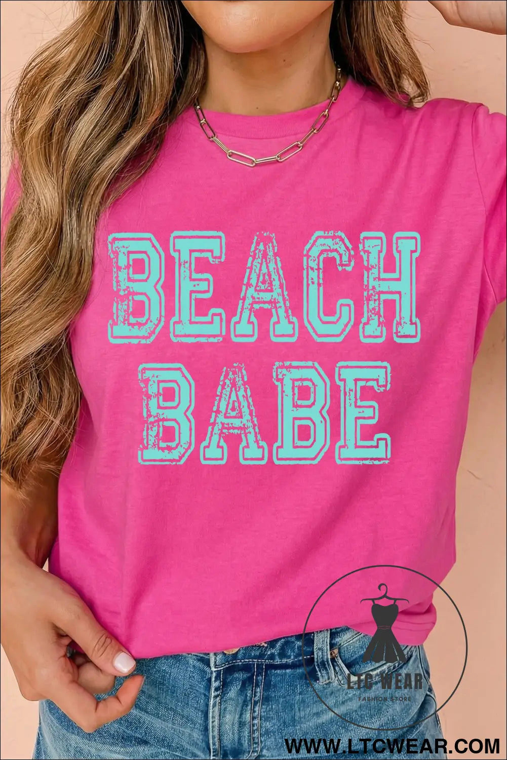 Rose red beach babe graphic relaxed t shirt - graphic tees