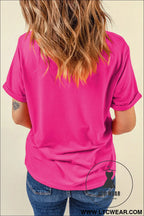 Rose red beach babe graphic relaxed t shirt - graphic tees