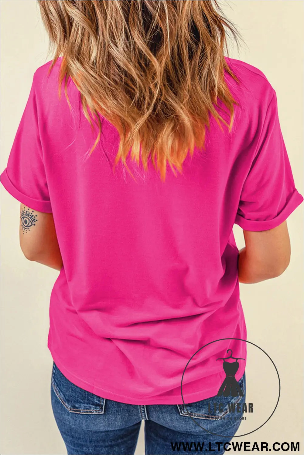 Rose red floral print loose fit short sleeve t-shirt - graphic tees