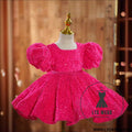 Rose red girls’ dress birthday party princess runway piano performance costume flower girl short skirt