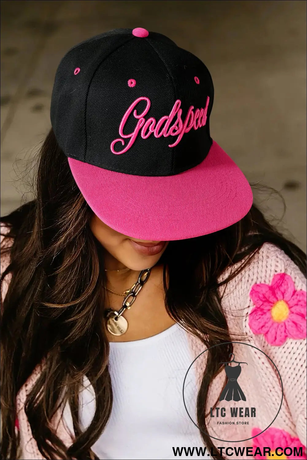 Rose red godspeed letter embroidered color block cap - rose red / one size / 100% polyester - hats & caps