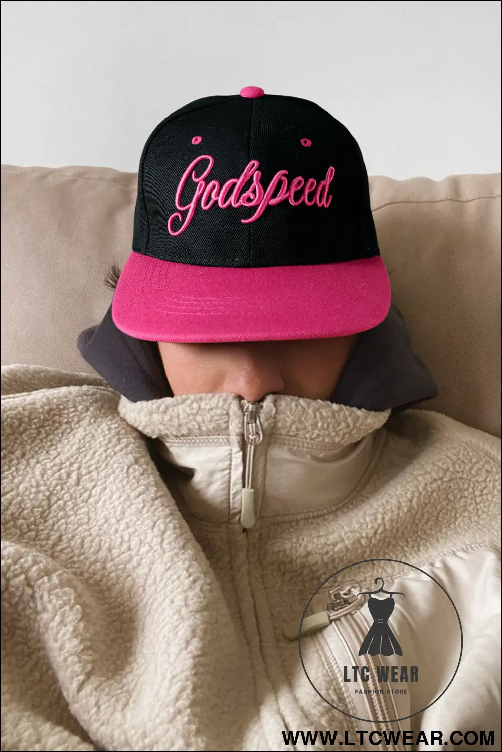Rose red godspeed letter embroidered color block cap - rose red / one size / 100% polyester - hats & caps