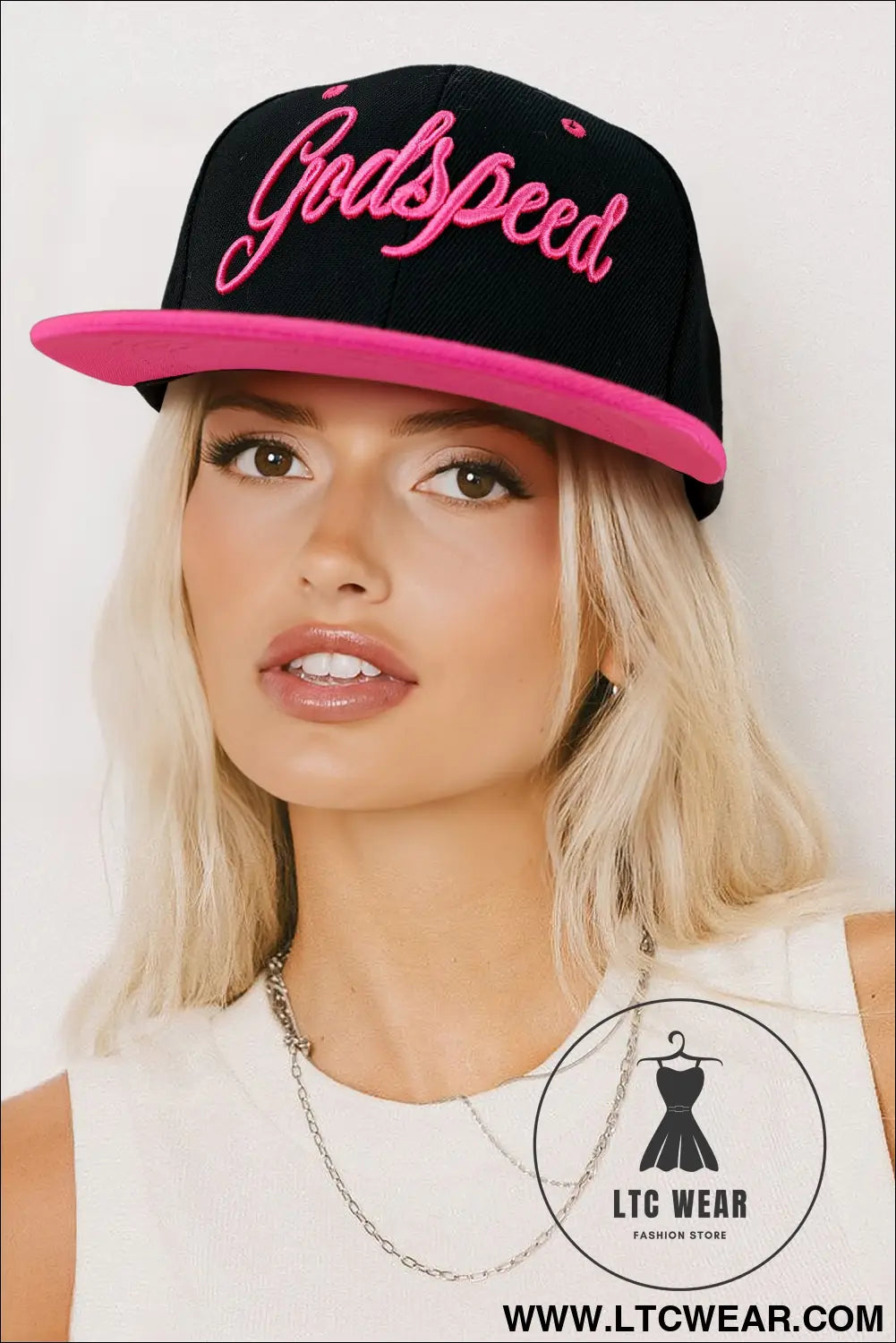 Rose red godspeed letter embroidered color block cap - rose red / one size / 100% polyester - hats & caps