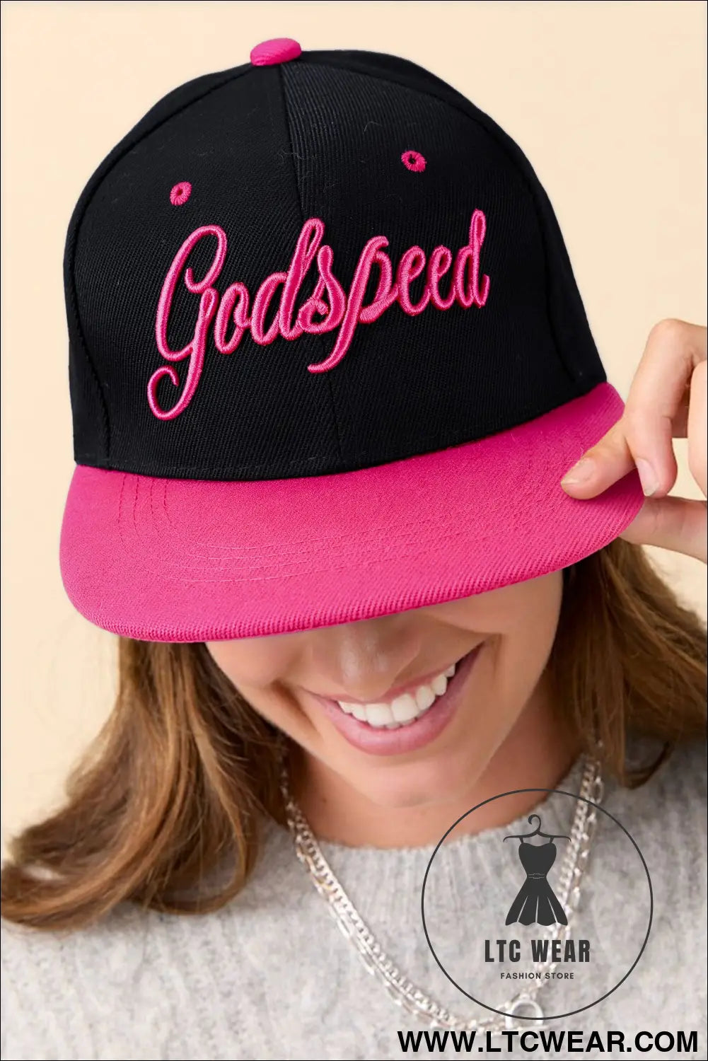 Rose red godspeed letter embroidered color block cap - rose red / one size / 100% polyester - hats & caps