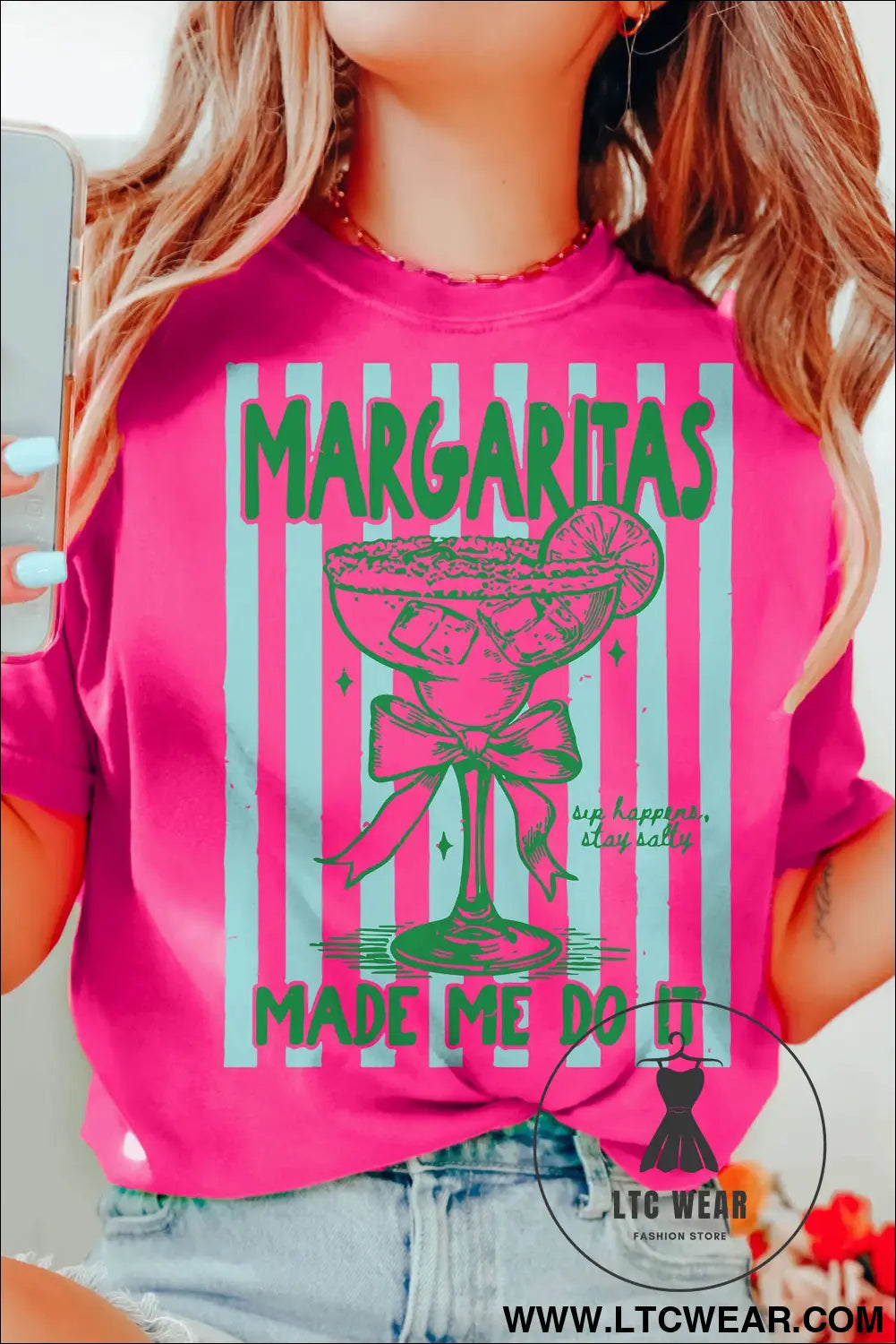 Rose red margaritas made me do it striped graphic beach vacation tee - graphic tees
