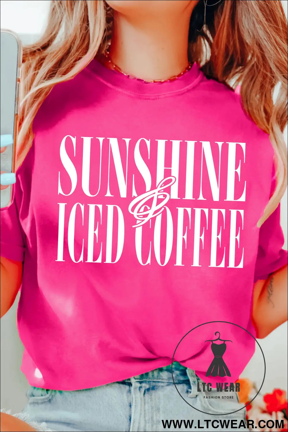 Rose red sunshine iced coffee casual summer t shirt - graphic tees