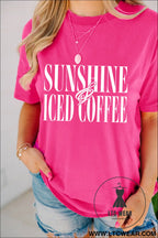 Rose red sunshine iced coffee casual summer t shirt - graphic tees