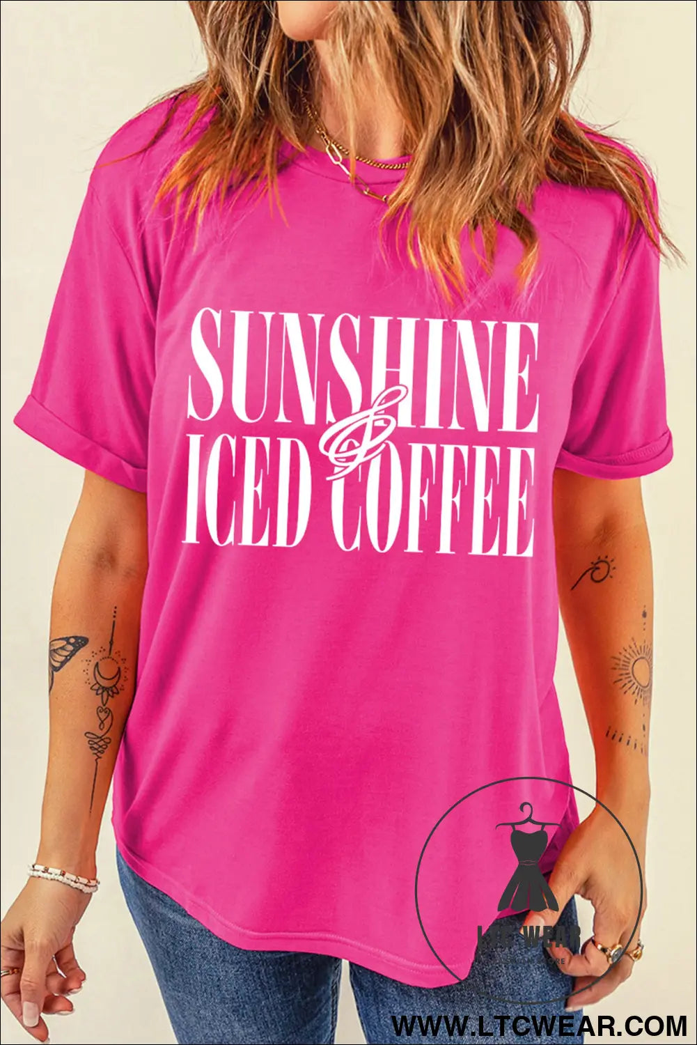 Rose red sunshine iced coffee casual summer t shirt - graphic tees