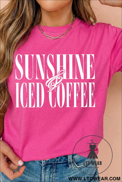 Rose red sunshine iced coffee casual summer t shirt - graphic tees
